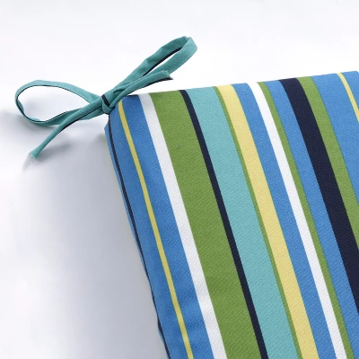 Outdoor Square Edge Seat Cushion - Topanga Stripe - Pillow Perfect 3 Outdoor Square Edge Seat Cushion - Topanga Stripe - Pillow Perfect