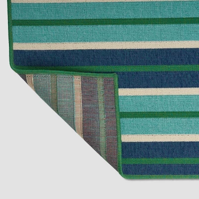 5' X 8' Ellis Geometric Outdoor Rug Blue/Green - Christopher Knight Home 5 5' X 8' Ellis Geometric Outdoor Rug Blue/Green - Christopher Knight Home - Image 3