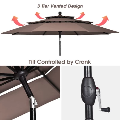 Tangkula Outdoor Auto-tilt Patio Market Umbrella W/ Double Vented 9 Tangkula Outdoor Auto-tilt Patio Market Umbrella W/ Double Vented - Image 7