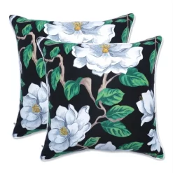 Set Of 2 Magnolia Outdoor/Indoor Throw Pillows Black - Pillow Perfect -Outdoor Decoration Store GUEST 64229403 b0b5 4148 8247 3d96027f3bc3