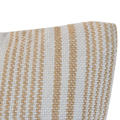 Brown Striped Hand Woven 18x18" Outdoor Decorative Throw Pillow With Pulled Yarn Bouquets - Foreside Home & Garden 4 Brown Striped Hand Woven 18x18" Outdoor Decorative Throw Pillow With Pulled Yarn Bouquets - Foreside Home & Garden - Image 2