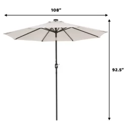 9' X 9' Solar LED Patio Umbrella With Tilt Adjustment And Crank Lift Beige - Wellfor -Outdoor Decoration Store GUEST 64c790e6 f1f7 4b51 be56 44856097a365