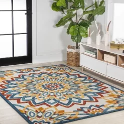 Flora Abstract Bold Mandala High-Low Indoor/Outdoor Area Rug - JONATHAN Y -Outdoor Decoration Store GUEST 64efbbbd 3e55 40d7 9e2a 0bc3fd5446c2