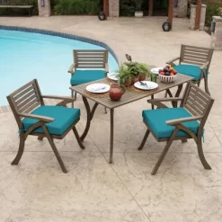 Arden Selections 21" X 21" Leala Texture Outdoor Seat Cushion Lake Blue -Outdoor Decoration Store GUEST 656ed42a 9349 4370 b9c5 adf24b7f1677