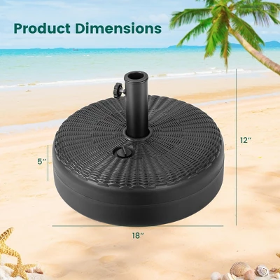 Costway 18'' Patio Fillable Round Umbrella Base Stand Holder Fit Pole 1.5''/1.9'' Weighted 4 Costway 18'' Patio Fillable Round Umbrella Base Stand Holder Fit Pole 1.5''/1.9'' Weighted - Image 2