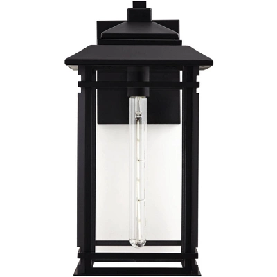 John Timberland North House Mission Outdoor Wall Light Fixture Matte Black Metal 19" Clear Glass For Post Exterior Barn Deck House Porch Yard Patio 6 John Timberland North House Mission Outdoor Wall Light Fixture Matte Black Metal 19" Clear Glass For Post Exterior Barn Deck House Porch Yard Patio - Image 4