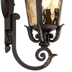 John Timberland Casa Marseille Vintage Rustic Outdoor Wall Light Fixture Bronze Scroll 21 1/2" Hammered Glass For Post Exterior Barn Deck House Porch -Outdoor Decoration Store GUEST 67b52db3 098e 46e7 ac9c c14da463c2e9
