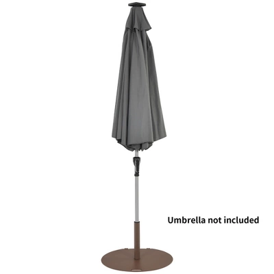 Costway Patio 50LBS Umbrella Base Market Umbrella Stand Wheels Handle Brown 11 Costway Patio 50LBS Umbrella Base Market Umbrella Stand Wheels Handle Brown - Image 9