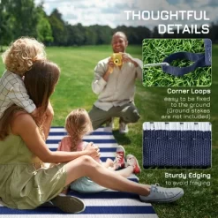 Outsunny RV Mat, Outdoor Patio Rug / Large Camping Carpet With Carrying Bag, 9' X 18', Waterproof Plastic Straw, Reversible, Blue & White Striped -Outdoor Decoration Store GUEST 695dfde0 897e 4955 a7dd 45288caaf31f