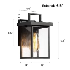 10.5" Square Metal/Glass Outdoor Wall Lamp Black - LNC -Outdoor Decoration Store GUEST 6b0831e9 e487 4ec5 a223 60cbf5f52165