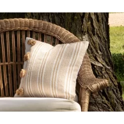 Brown Striped Hand Woven 18x18" Outdoor Decorative Throw Pillow With Pulled Yarn Bouquets - Foreside Home & Garden 9 Brown Striped Hand Woven 18x18" Outdoor Decorative Throw Pillow With Pulled Yarn Bouquets - Foreside Home & Garden -Outdoor Decoration Store GUEST 6c2805fa 92a1 4226 9e57 10a087b2d3fe
