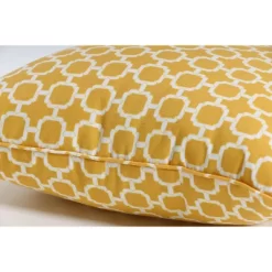 2pc 16.5" X 24.5" Outdoor Lumbar Throw Pillows Yellow/White Geometric - Pillow Perfect