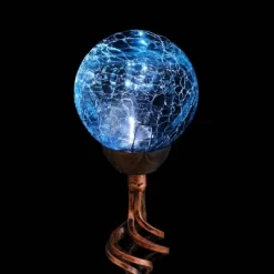 31" Crackle Glass Solar Ball Stake Blue - Exhart -Outdoor Decoration Store GUEST 6c9b1631 de57 4515 9818 7892e0495d56