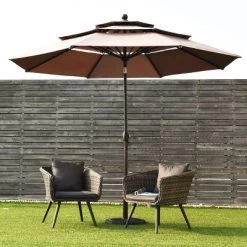 Tangkula Outdoor Auto-tilt Patio Market Umbrella W/ Double Vented