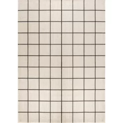 Grid Modern Squares Indoor/Outdoor Area Rug - JONATHAN Y