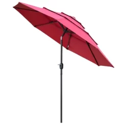Outsunny 9FT 3 Tiers Patio Umbrella Outdoor Market Umbrella With Crank, Push Button Tilt For Deck, Backyard And Lawn -Outdoor Decoration Store GUEST 6e1b3401 2645 40e4 8ae2 fcd9cd16332f
