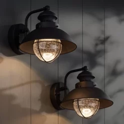 John Timberland Industrial Outdoor Wall Light Fixtures Set Of 2 Black Metal LED 8" Seedy Glass For Exterior Barn Deck House Porch -Outdoor Decoration Store GUEST 6e727ace 09d7 48a5 836e 9c12b0f6edcd