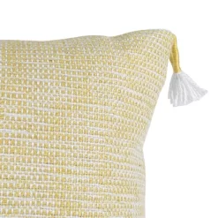 Yellow & White 18X18 Hand Woven Filled Outdoor Pillow - Foreside Home & Garden -Outdoor Decoration Store GUEST 6eeb1729 7377 4458 8ced f6c7aede88d1