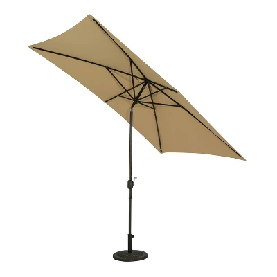 10' X 6.5' Rectangular Nassau Market Patio Umbrella With LED Bulb Lights Champagne - Island Umbrella 8 10' X 6.5' Rectangular Nassau Market Patio Umbrella With LED Bulb Lights Champagne - Island Umbrella - Image 6
