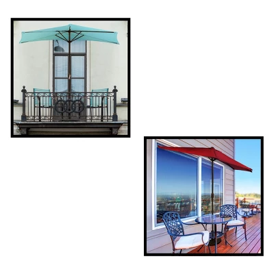 Nature Spring 20-lb Half-Round Freestanding Weighted Resin And Concrete Umbrella Holder - Black 4 Nature Spring 20-lb Half-Round Freestanding Weighted Resin And Concrete Umbrella Holder - Black - Image 2