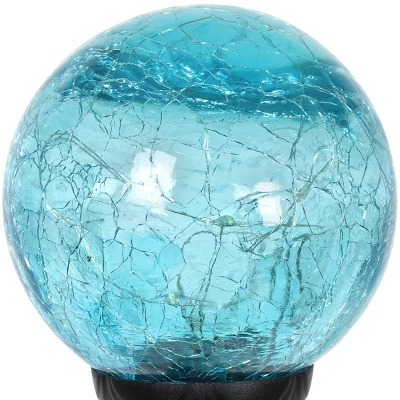 29.5" Crackle Glass Solar Ball And Beaded Stake Blue - Exhart 6 29.5" Crackle Glass Solar Ball And Beaded Stake Blue - Exhart - Image 4