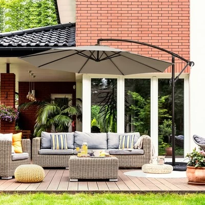 Costway 10FT Patio Offset Hanging Umbrella Easy Tilt Adjustment 8 Ribs Backyard BurgundyBeigeTanBlue 13 Costway 10FT Patio Offset Hanging Umbrella Easy Tilt Adjustment 8 Ribs Backyard BurgundyBeigeTanBlue - Image 11
