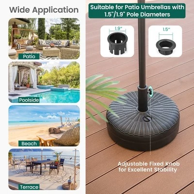 Costway 18'' Patio Fillable Round Umbrella Base Stand Holder Fit Pole 1.5''/1.9'' Weighted 9 Costway 18'' Patio Fillable Round Umbrella Base Stand Holder Fit Pole 1.5''/1.9'' Weighted - Image 7