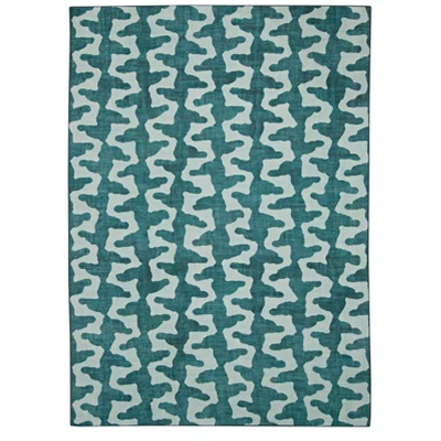 Odessa Washable Outdoor Rug Aqua/Green - Linon 14 Odessa Washable Outdoor Rug Aqua/Green - Linon - Image 12