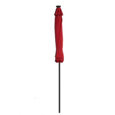 9' X 9' Solar LED Patio Umbrella With Tilt Adjustment And Crank Lift Red - Wellfor 3 9' X 9' Solar LED Patio Umbrella With Tilt Adjustment And Crank Lift Red - Wellfor