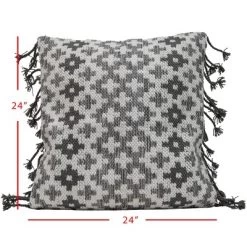 24x24 Inches Hand Woven Gray Polyester With Polyester Fill Pillow - Foreside Home & Garden 9 24x24 Inches Hand Woven Gray Polyester With Polyester Fill Pillow - Foreside Home & Garden -Outdoor Decoration Store GUEST 76c1b20a 9283 438d bea5 0404254a0fc2