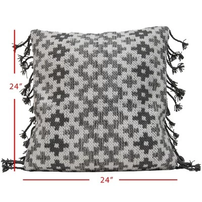 24x24 Inches Hand Woven Gray Polyester With Polyester Fill Pillow - Foreside Home & Garden 5 24x24 Inches Hand Woven Gray Polyester With Polyester Fill Pillow - Foreside Home & Garden - Image 3