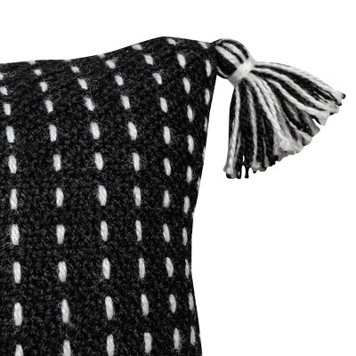 Black With White Tick Stripe 12X46 Hand Woven Filled Outdoor Pillow - Foreside Home & Garden 5 Black With White Tick Stripe 12X46 Hand Woven Filled Outdoor Pillow - Foreside Home & Garden - Image 3