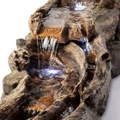 26" Tiered Wood River Stream Fountain With LED Lights Gray/White - Alpine Corporation -Outdoor Decoration Store GUEST 787b3f28 3e97 4735 ba80 cc265421b283