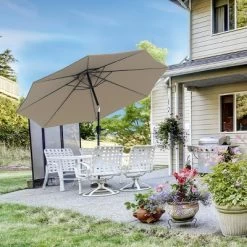 Nature Spring Tilting Patio Umbrella With Solar LED Lights - 10', Sand -Outdoor Decoration Store GUEST 78f15681 c98f 4516 bf48 5ac983f94781