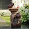 LuxenHome Rustic Brown Resin Pitcher And Urns Birdbath Bowl Outdoor Fountain -Outdoor Decoration Store GUEST 79346332 270f 4b95 8b27 df1a180172a0