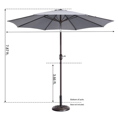 9-Foot Patio Umbrella - Easy Crank Outdoor Table Umbrella With Steel Ribs And Aluminum Pole For Deck, Porch, Backyard, Or Pool By Nature Spring (Gray) 5 9-Foot Patio Umbrella - Easy Crank Outdoor Table Umbrella With Steel Ribs And Aluminum Pole For Deck, Porch, Backyard, Or Pool By Nature Spring (Gray) - Image 4