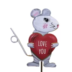 Home & Garden Love Mice Set/2 - Two Garden Stakes 29.5 Inches - Valentine's Day Romance - V22009 - Metal - Gray