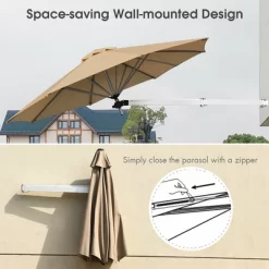 Costway 8ft Wall-Mounted Umbrella Telescopic Folding Tilt Sun Shade TanTurquoise -Outdoor Decoration Store GUEST 7c272d0e 63c1 49aa bb20 4e8177a31c5b
