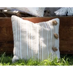 Brown Striped Hand Woven 18x18" Outdoor Decorative Throw Pillow With Pulled Yarn Bouquets - Foreside Home & Garden 10 Brown Striped Hand Woven 18x18" Outdoor Decorative Throw Pillow With Pulled Yarn Bouquets - Foreside Home & Garden -Outdoor Decoration Store GUEST 7d2781b9 21e8 4c48 b613 96112b7cebe5