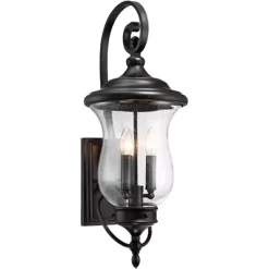 Franklin Iron Works Carriage Outdoor Wall Light Fixture Bronze LED 26 3/4" Clear Seedy Glass For Post Exterior Barn Deck House Porch Yard Posts Patio -Outdoor Decoration Store GUEST 7e35b142 f5fa 42ac 81be 9804ee816017