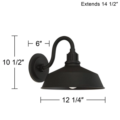 Franklin Iron Works Arnett Rustic Industrial Farmhouse Outdoor Barn Light Fixtures Set Of 2 Black Gooseneck 10 1/2" For Exterior Deck House Porch Yard 10 Franklin Iron Works Arnett Rustic Industrial Farmhouse Outdoor Barn Light Fixtures Set Of 2 Black Gooseneck 10 1/2" For Exterior Deck House Porch Yard - Image 8