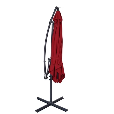 8.2' X 8.2' Square Patio Offset Deck Umbrellas With Cross Base - Wellfor 3 8.2' X 8.2' Square Patio Offset Deck Umbrellas With Cross Base - Wellfor