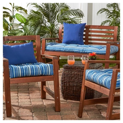 Sapphire Stripe Outdoor Seat Cushion - Kensington Garden 4 Sapphire Stripe Outdoor Seat Cushion - Kensington Garden - Image 2