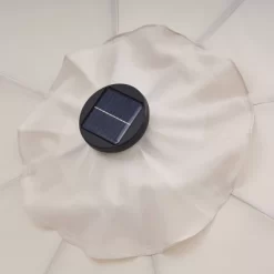 9' X 9' Solar LED Patio Umbrella With Tilt Adjustment And Crank Lift Beige - Wellfor