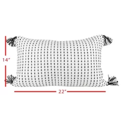 White With Black Tick Stripe 14X22 Hand Woven Filled Outdoor Pillow - Foreside Home & Garden -Outdoor Decoration Store GUEST 814418b8 9456 44b8 a287 afdbee15d5cf