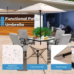 Tangkula 5ft Patio Square Market Table Umbrella Shelter 4 Sturdy Ribs -Outdoor Decoration Store GUEST 8217d904 12af 49e1 bcfb 11266f6da9d4