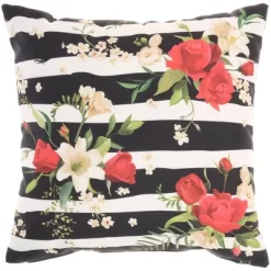 Reversible Indoor/Outdoor Rose And Zebra Print Throw Pillow Black/White - Mina Victory -Outdoor Decoration Store GUEST 82a99029 76c9 4ff2 9ea1 a19261aa1767
