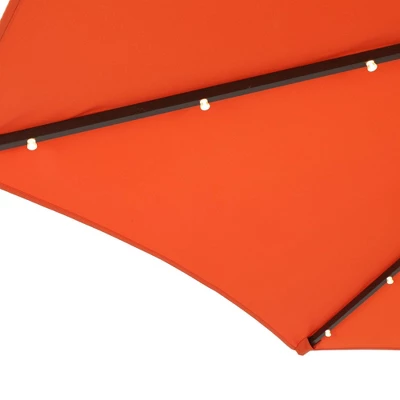 7.5' X 7.5' Solar LED Patio Umbrella Orange - Wellfor 6 7.5' X 7.5' Solar LED Patio Umbrella Orange - Wellfor - Image 4