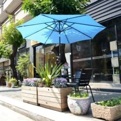 9-Foot Patio Umbrella - Deck Shade With Solar Powered LED Lights, Push Button Tilt, And Fade Resistant, UV Protection Canopy By Villacera (Blue) 12 9-Foot Patio Umbrella - Deck Shade With Solar Powered LED Lights, Push Button Tilt, And Fade Resistant, UV Protection Canopy By Villacera (Blue) -Outdoor Decoration Store GUEST 832558ea 8e3f 455f b793 262d8d4e2278