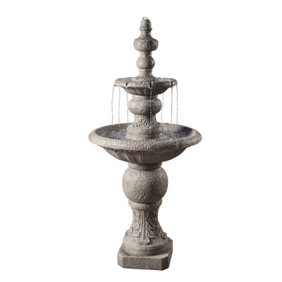 52.56" Icy Stone 2-Tiered Focal Point Outdoor Waterfall Fountain - Gray - Teamson Home 4 52.56" Icy Stone 2-Tiered Focal Point Outdoor Waterfall Fountain - Gray - Teamson Home - Image 2